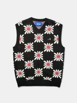 Checkered Floral Sweater Vest