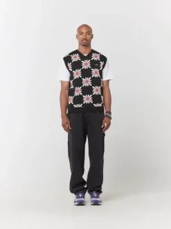 Checkered Floral Sweater Vest