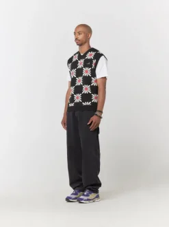 Checkered Floral Sweater Vest
