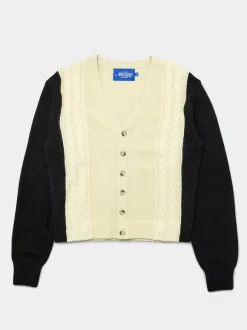 Contrast Panel Wool Cardigan