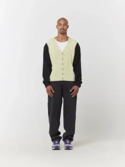 Contrast Panel Wool Cardigan